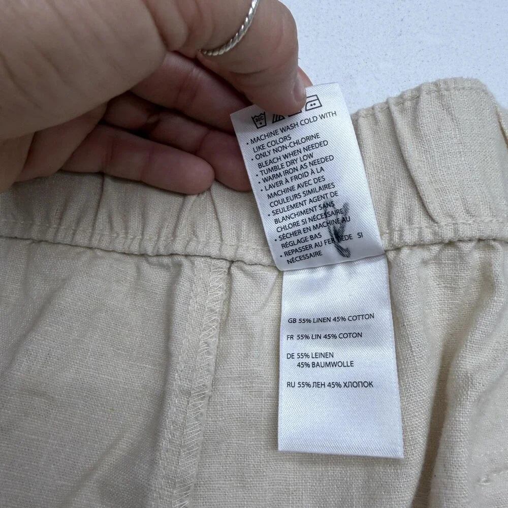 Oak Hill Pants Mens Big 60x30 5XL Beige Relaxed Fit Linen Chino Drawstring